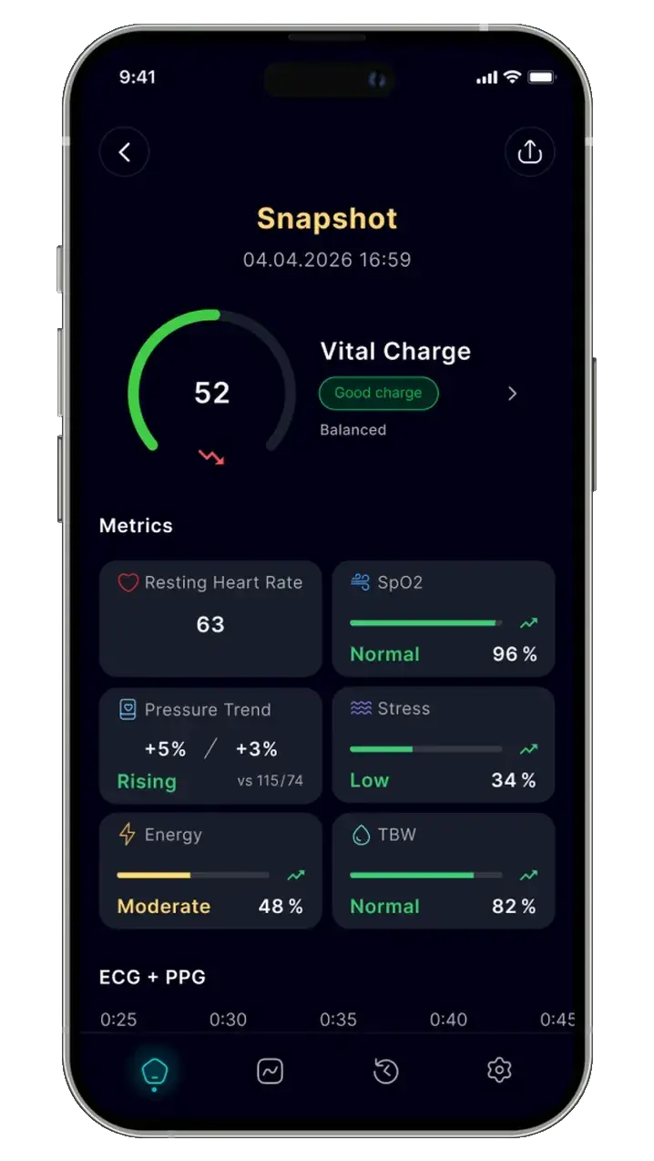 Snapshot screen in the COR5 app